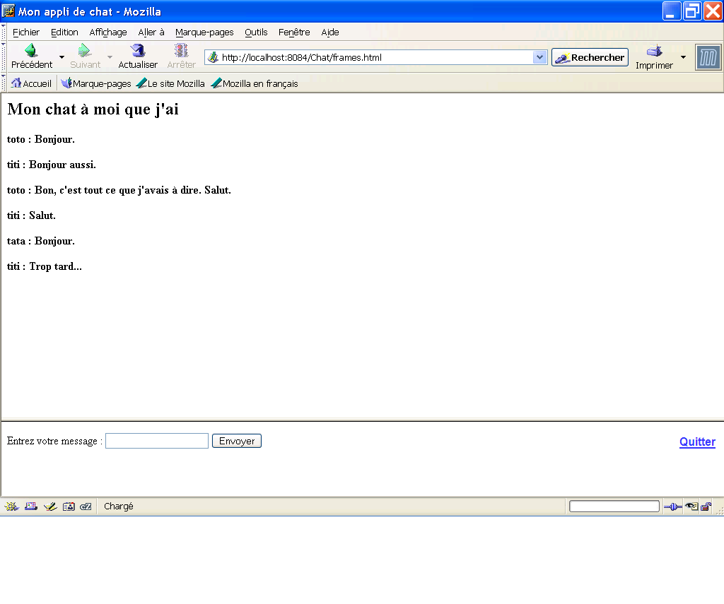 Exemple tr&egrave;s simple d'interface de discussion