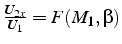 $\frac{U_{2x}}{U_{1}}=F(M_{1},\beta)$