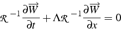 \begin{displaymath}
\mathcal{R}^{-1}\frac{\partial\overrightarrow{W}}{\partial t...
...mathcal{R}^{-1}\frac{\partial\overrightarrow{W}}{\partial x}=0
\end{displaymath}