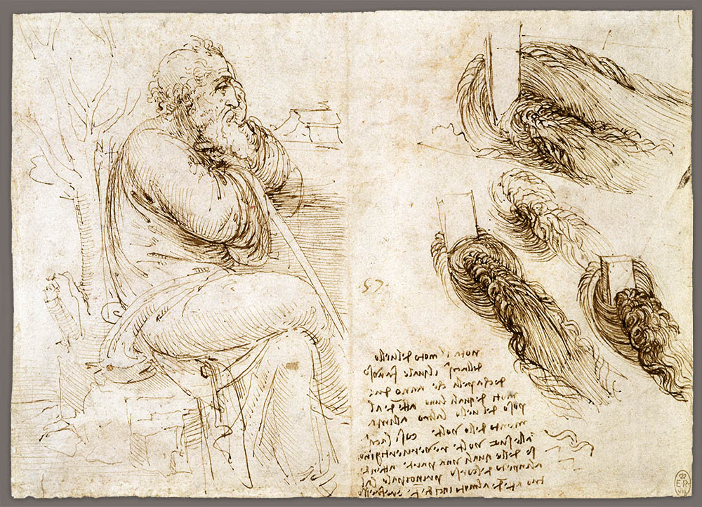 Leonard de Vinci: vieil homme contemplant un tourbillon