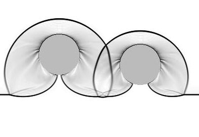 choc fort autour de 2 sphères