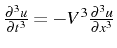 \bgroup\color{black}$ \frac{\partial^{3}u}{\partial t^{3}}=-V^{3}\frac{\partial^{3}u}{\partial x^{3}}$\egroup