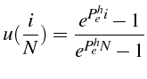 $\displaystyle u(\frac{i}{N})=\frac{e^{P_{e}^{h}i}-1}{e^{P_{e}^{h}N}-1}$