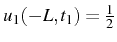 \bgroup\color{black}$ u_{1}(-L,t_{1})=\frac{1}{2}$\egroup