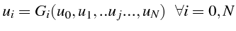 $\displaystyle u_{i}=G_{i}(u_{0},u_{1},..u_{j}...,u_{N})     \forall i=0,N$