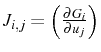 $ J_{i,j}=\left(\frac{\partial G_{i}}{\partial u_{j}}\right)$