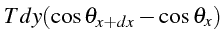 $\displaystyle Tdy(\cos\theta_{x+dx}-\cos\theta_{x})$