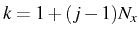 \bgroup\color{black}$ k=1+(j-1)N_{x}$\egroup