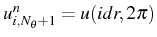 \bgroup\color{black}$ u_{i,N_{\theta}+1}^{n}=u(idr,2\pi)$\egroup