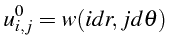 $\displaystyle u_{i,j}^{0}=w(idr,jd\theta)$