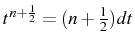 \bgroup\color{black}$ t^{n+\frac{1}{2}}=(n+\frac{1}{2})dt$\egroup