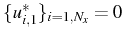 \bgroup\color{black}$ \{u_{i,1}^{*}\}_{i=1,N_{x}}=0$\egroup