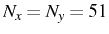 \bgroup\color{black}$ N_{x}=N_{y}=51$\egroup