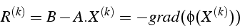 \begin{displaymath}
R^{(k)}=B-A.X^{(k)}=-grad(\phi(X^{(k)}))\end{displaymath}