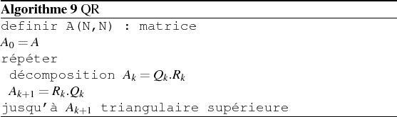 \begin{algorithm}
% latex2html id marker 4013\caption{QR
}
\par
\begin{list}{...
...
jusqu'\\lq {a}~$A_{k+1}$~triangulaire~sup\'{e}rieure\end{list}\par
\end{algorithm}