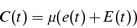 \begin{displaymath}
C(t)=\mu(e(t)+E(t))\end{displaymath}