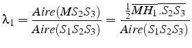 $\displaystyle \lambda_{1}=\frac{Aire(MS_{2}S_{3})}{Aire(S_{1}S_{2}S_{3})}=\frac{\frac{1}{2}\overline{MH_{1}}\overline{.S_{2}S_{3}}}{Aire(S_{1}S_{2}S_{3})}$