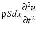 $\displaystyle \rho Sdx\frac{\partial^{2}u}{\partial t^{2}}$
