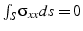 $\int_{S}\sigma_{xx}ds=0$