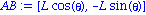 AB := vector([L*cos(theta), -L*sin(theta)])