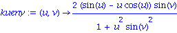 kueny := proc (u, v) options operator, arrow; 2*(sin(u)-u*cos(u))*sin(v)/(1+u^2*sin(v)^2) end proc