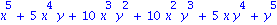 x^5+5*x^4*y+10*x^3*y^2+10*x^2*y^3+5*x*y^4+y^5