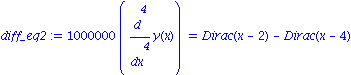 diff_eq2 := 1000000*diff(y(x), `$`(x, 4)) = Dirac(x-2)-Dirac(x-4)