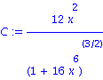 C := 12*x^2/(1+16*x^6)^(3/2)