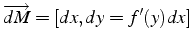 $\overrightarrow{dM}=[dx,dy=f'(y)dx]$