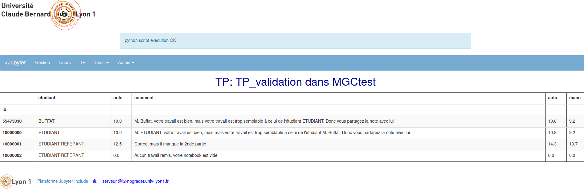 bilan validation